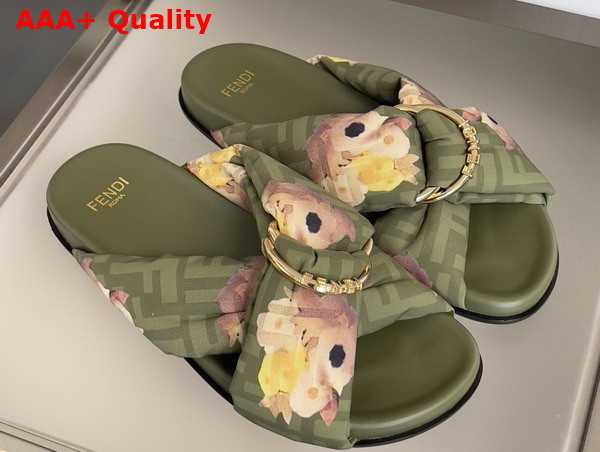 Fendi Feel Slides in Printed FF Satin Replica