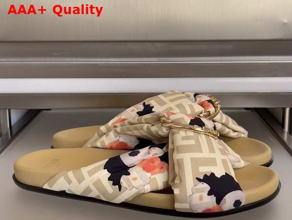Fendi Feel Slides in Printed FF Satin Replica