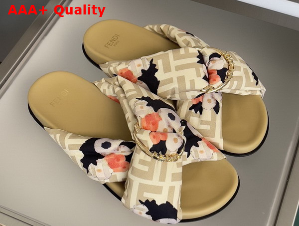 Fendi Feel Slides in Printed FF Satin Replica