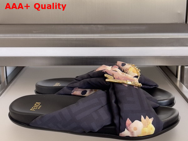 Fendi Feel Slides in Printed FF Satin Replica