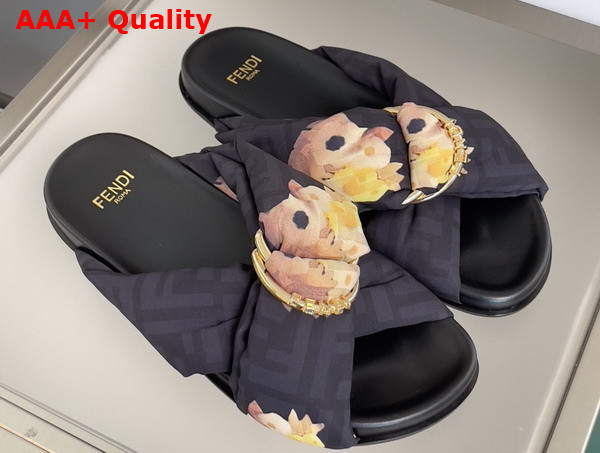 Fendi Feel Slides in Printed FF Satin Replica