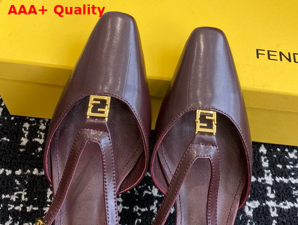 Fendi Ffold Brown Eel Leather Low Heeled Slingbacks Replica
