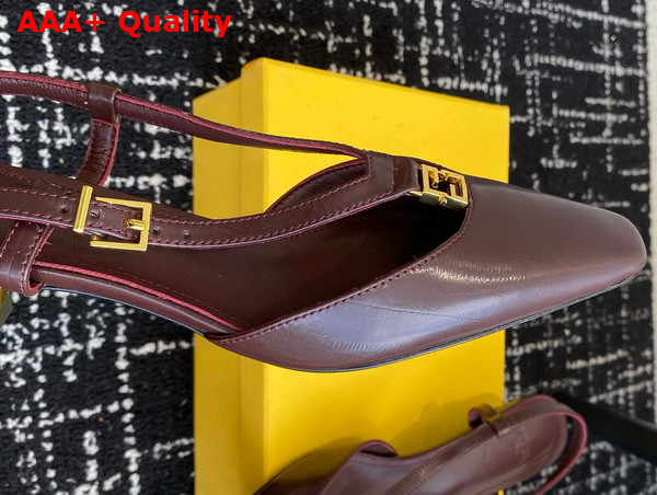 Fendi Ffold Brown Eel Leather Low Heeled Slingbacks Replica