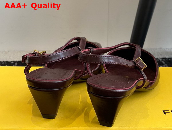 Fendi Ffold Brown Eel Leather Low Heeled Slingbacks Replica