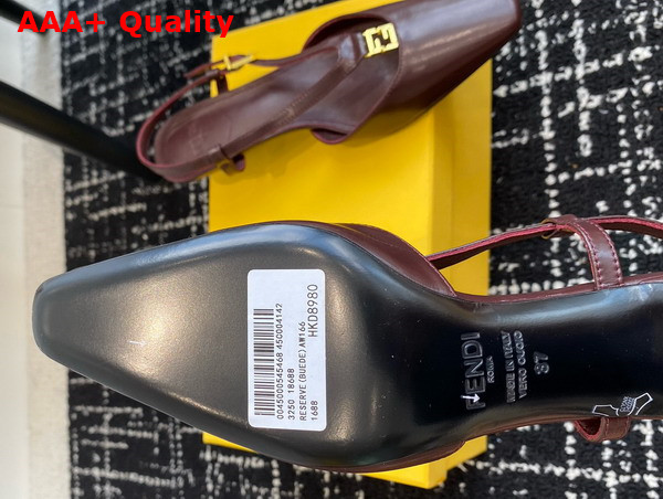 Fendi Ffold Brown Eel Leather Low Heeled Slingbacks Replica