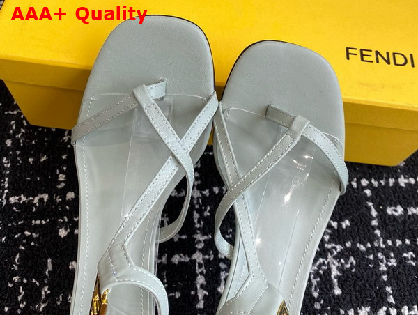Fendi Ffold Medium Heeled Sandals in Light Blue Leather Replica