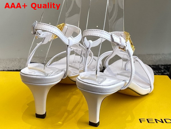 Fendi Ffold Medium Heeled Sandals in White Leather Replica