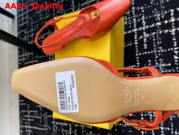 Fendi Ffold Orange Eel Leather Low Heeled Slingbacks Replica