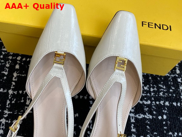 Fendi Ffold White Eel Leather Low Heeled Slingbacks Replica