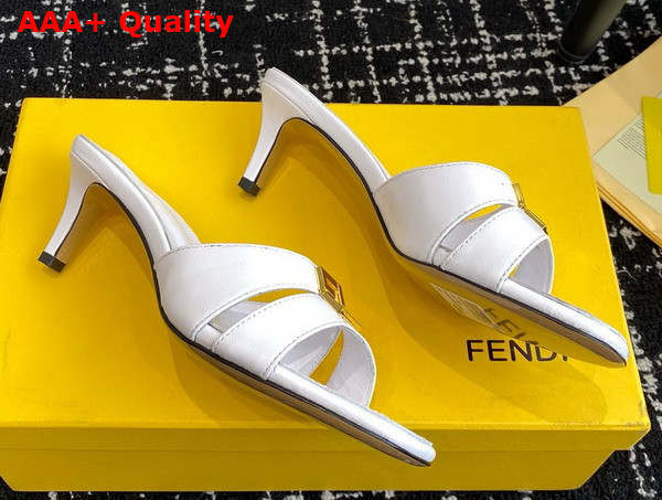 Fendi Ffold White Leather Medium Heeled Sandals Replica
