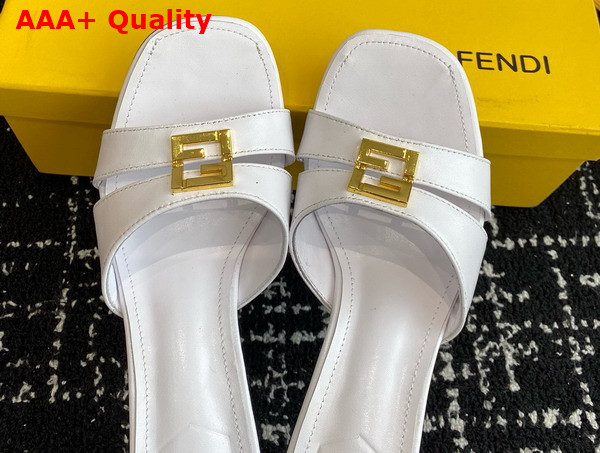Fendi Ffold White Leather Medium Heeled Sandals Replica