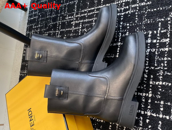 Fendi Filo Black Leather Ankle Boots Replica