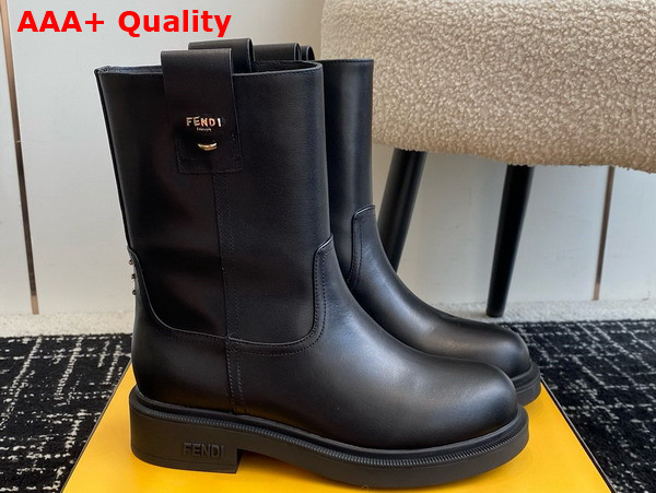 Fendi Filo Black Leather Ankle Boots Replica