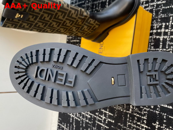 Fendi Filo Black Leather and Brown FF Fabric Boots Replica