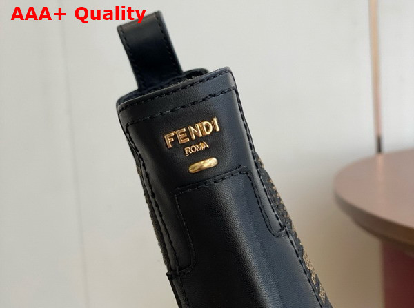 Fendi Filo Black Leather and FF Fabric Biker Boots Replica