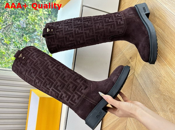 Fendi Filo Dark Brown Suede Boots Replica
