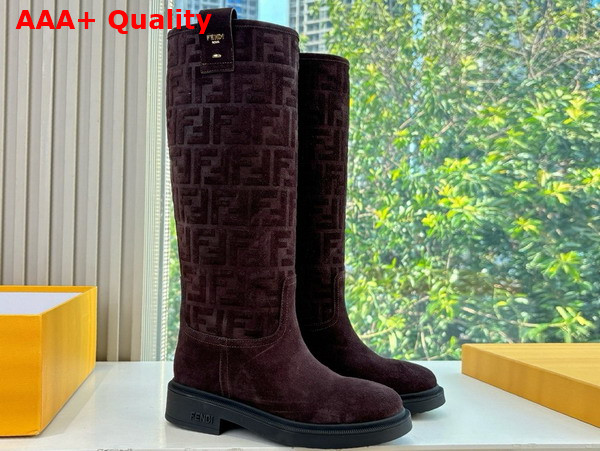 Fendi Filo Dark Brown Suede Boots Replica