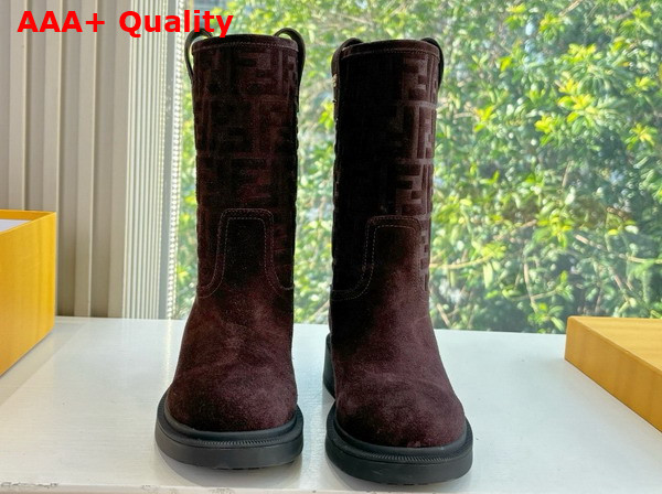 Fendi Filo Short Boots in Dark Brown Suede Replica