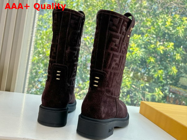 Fendi Filo Short Boots in Dark Brown Suede Replica