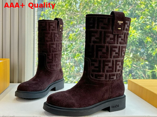 Fendi Filo Short Boots in Dark Brown Suede Replica