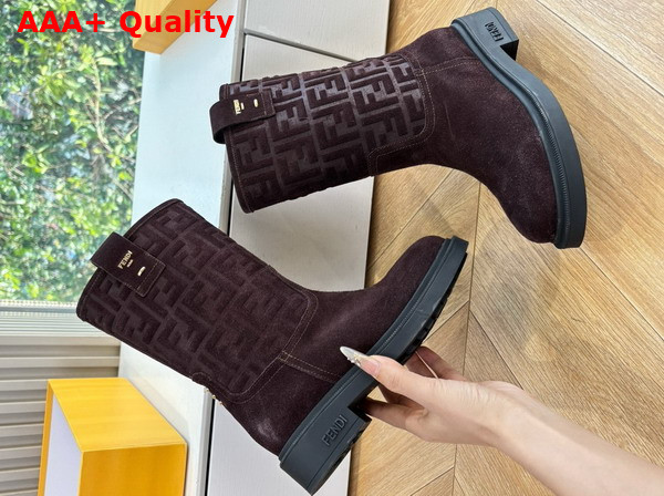 Fendi Filo Short Boots in Dark Brown Suede Replica