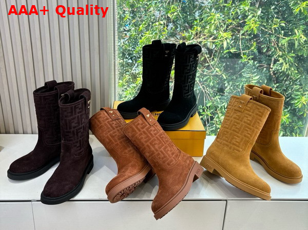 Fendi Filo Short Boots in Dark Brown Suede Replica