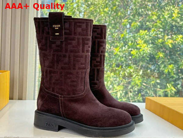 Fendi Filo Short Boots in Dark Brown Suede Replica