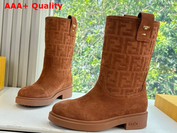 Fendi Filo Short Boots in Light Brown Suede Replica