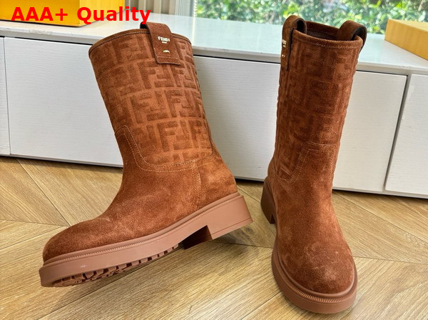 Fendi Filo Short Boots in Light Brown Suede Replica