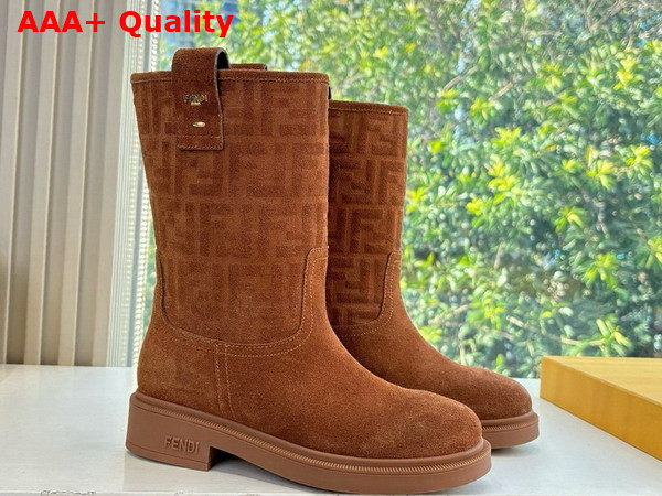 Fendi Filo Short Boots in Light Brown Suede Replica
