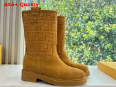 Fendi Filo Short Boots in Saffron Yellow Suede Replica