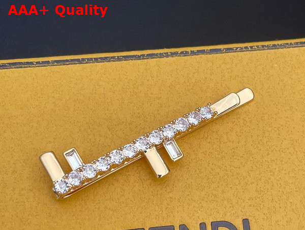 Fendi First Hair Clip in Gold with Crystals Replica