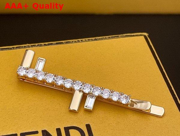 Fendi First Hair Clip in Gold with Crystals Replica