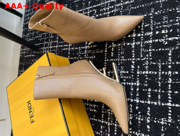 Fendi First High Heeled Ankle Boots in Beige Leather Replica