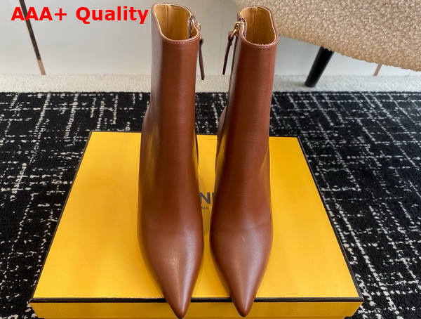 Fendi First High Heeled Ankle Boots in Light Brown Leather Replica