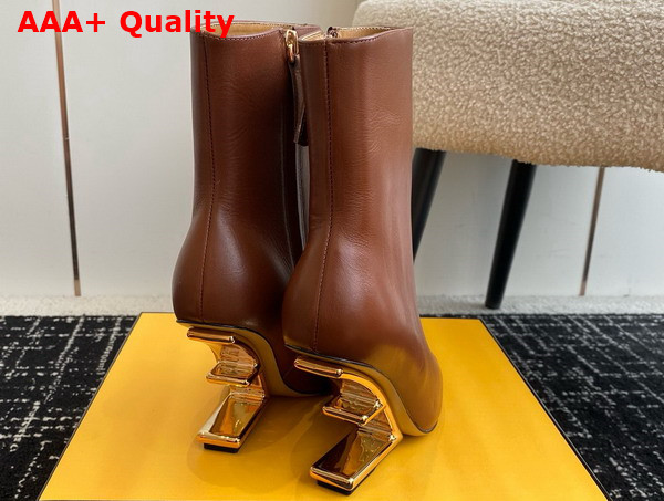 Fendi First High Heeled Ankle Boots in Light Brown Leather Replica