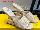Fendi First High Heeled Sandals in Beige Interlaced Leather Replica