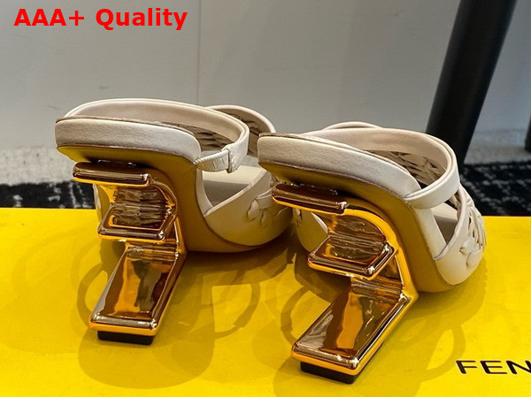 Fendi First High Heeled Sandals in Beige Interlaced Leather Replica