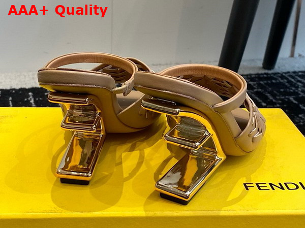 Fendi First High Heeled Sandals in Pink Interlaced Leather Replica