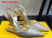 Fendi First Light Gold Colored Rhinestone High Heeled Slingbacks Replica