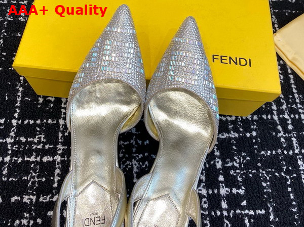 Fendi First Light Gold Colored Rhinestone High Heeled Slingbacks Replica