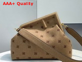 Fendi First Medium Beige Flannel Bag with Embroidery Replica