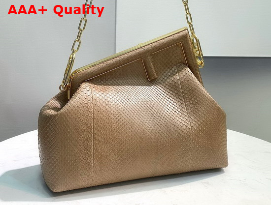 Fendi First Medium Beige Python Bag Replica