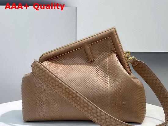 Fendi First Medium Beige Python Bag Replica