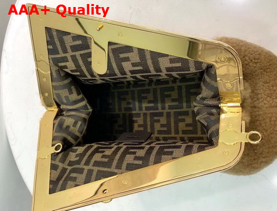 Fendi First Medium Beige Sheepskin Bag Replica