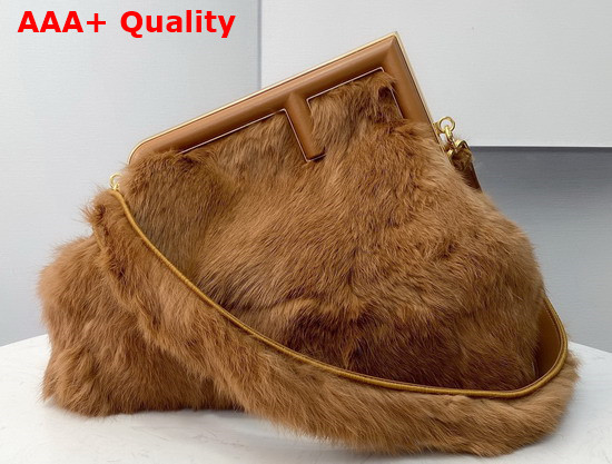 Fendi First Medium Brown Mink Fur Bag Replica