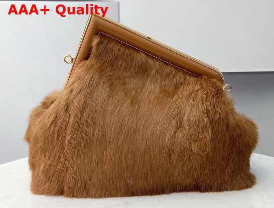 Fendi First Medium Brown Mink Fur Bag Replica