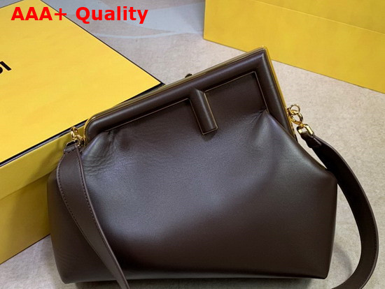 Fendi First Medium Dark Brown Leather Bag Replica