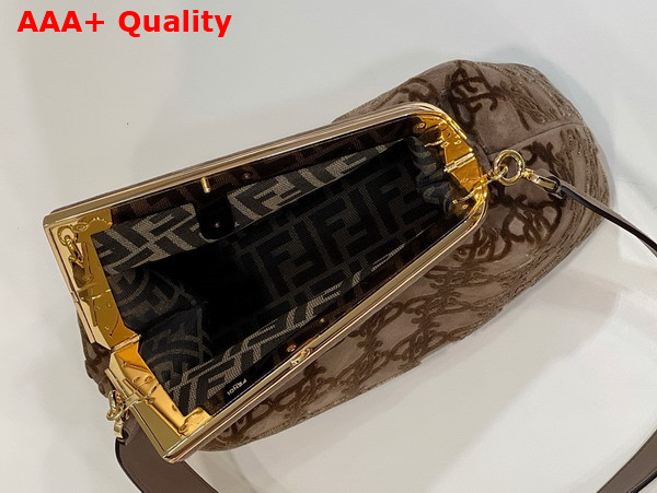 Fendi First Medium Khaki Suede Bag Replica