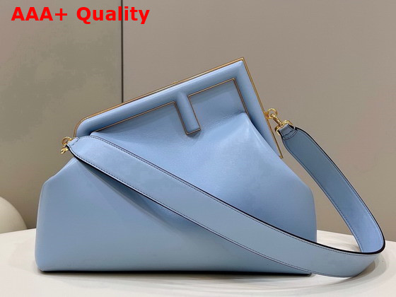 Fendi First Medium Light Blue Leather Bag Replica